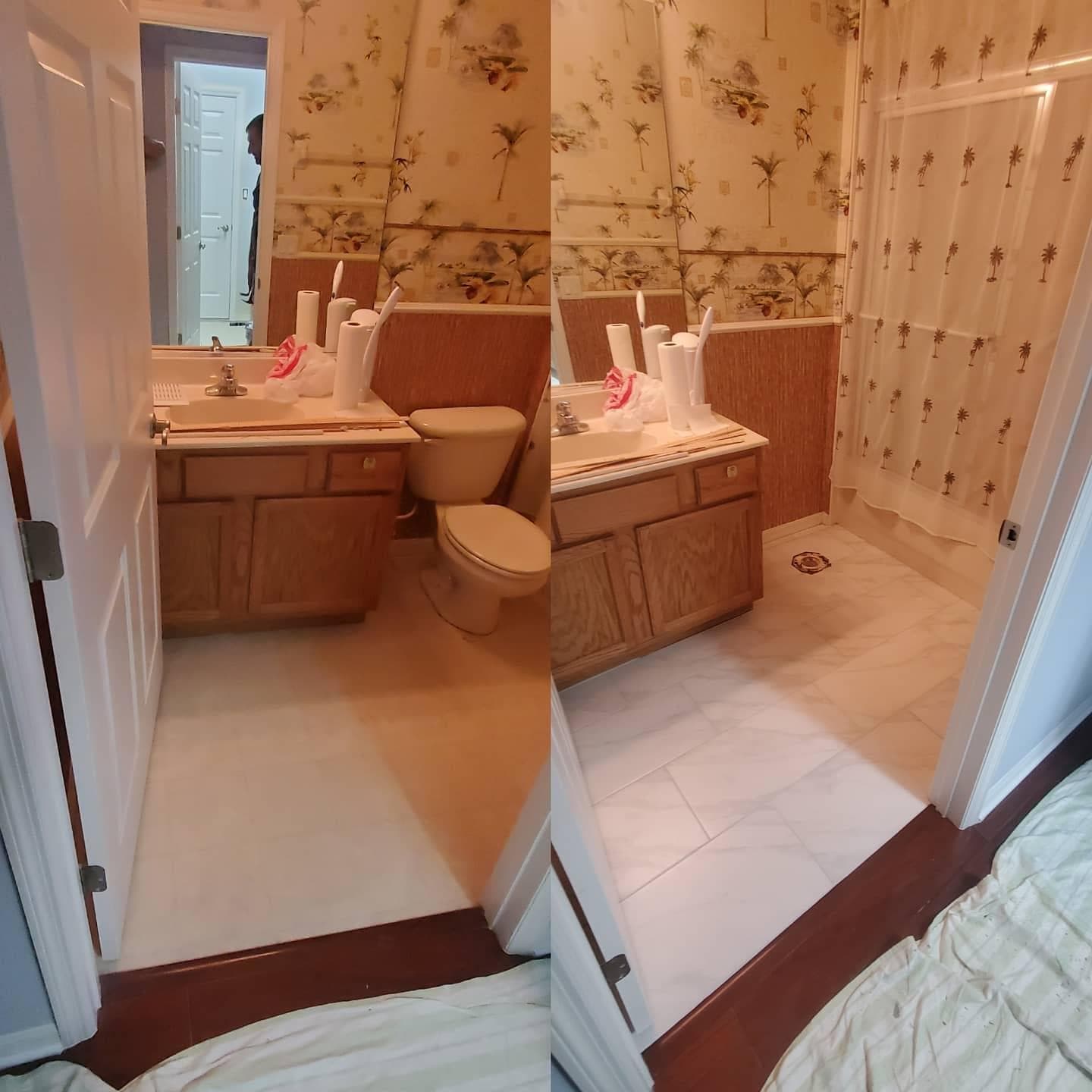 Bathroom before and after full remodel comparison