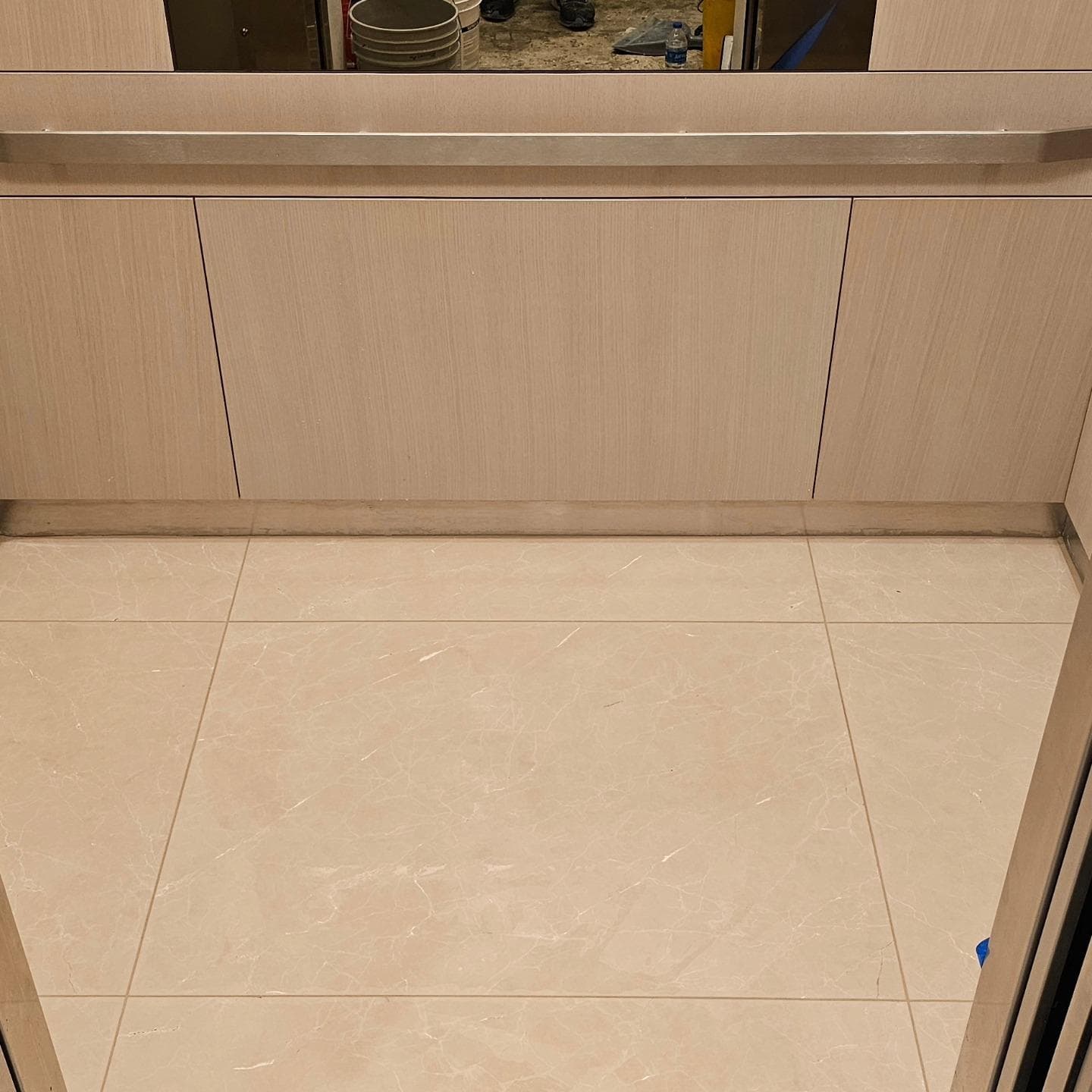 Large hexagon tile kitchen backsplash